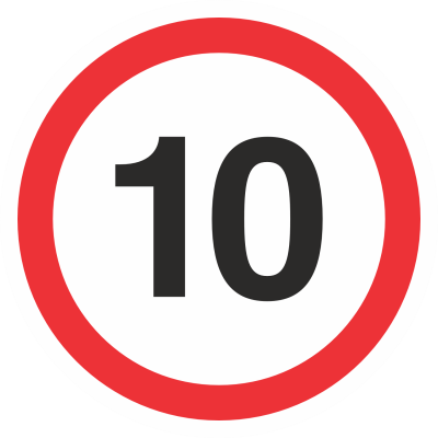 Напольный знак R4 Ограничение максимальной скорости 10 км